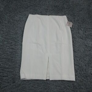 Kasper Skirt Womens 10 White Lily Pencil Knee Length Lined Front Slit NWT